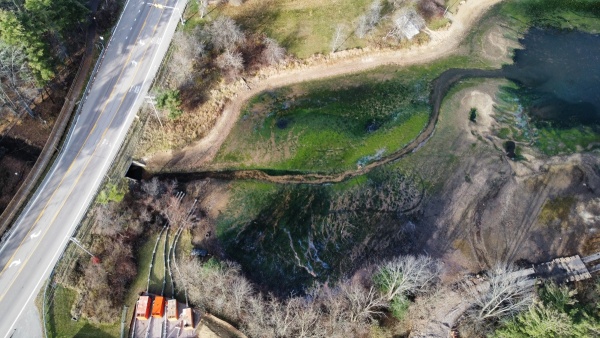 Aerial photo of the cove before dredging