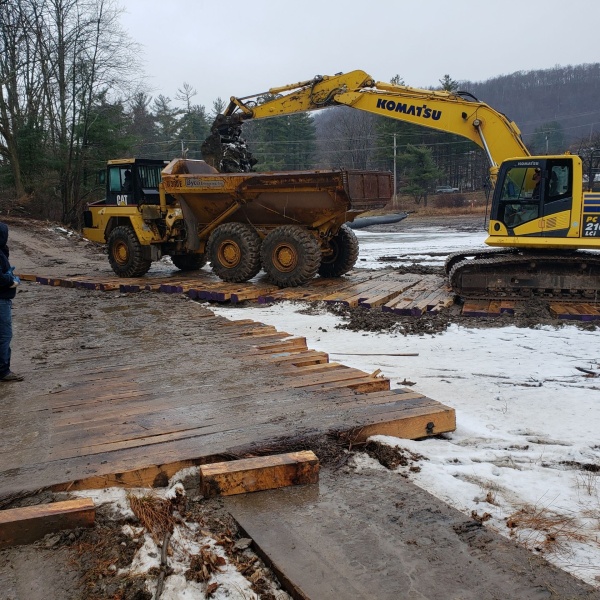 Sediment being removed from cove